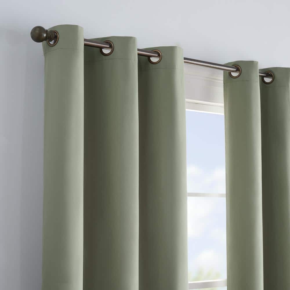 Moss Green Blackout Polyester Grommet Window Curtains, 42" x 63"