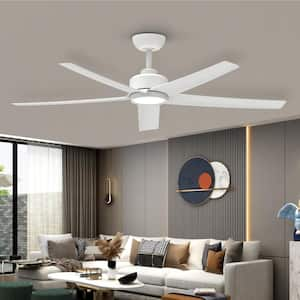 W5 52 in. LED Indoor White Ceiling Fan with Light and Remote, Reversible DC Motor, 5 Blades and 3 CCT Light Kit