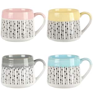 Palmridge 15 oz. 4-Piece Stoneware Coffee Mug Set in Assorted Colors