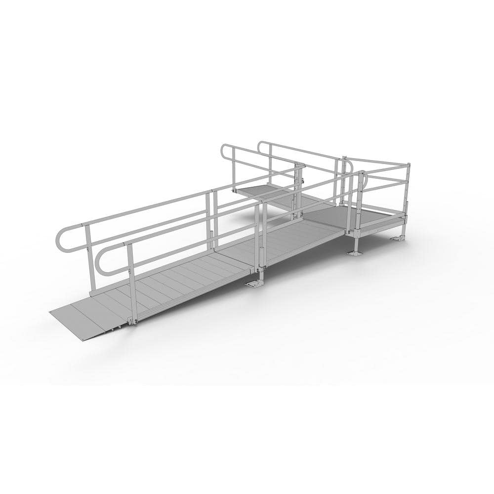 EZ-ACCESS PATHWAY 18 ft. L-Shaped Aluminum Wheelchair Ramp Kit w/Solid ...