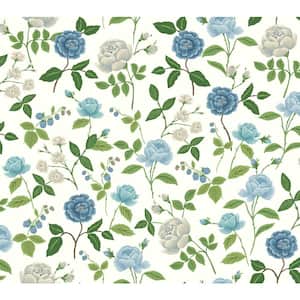 Roses Blue Matte Non-Pasted Wallpaper