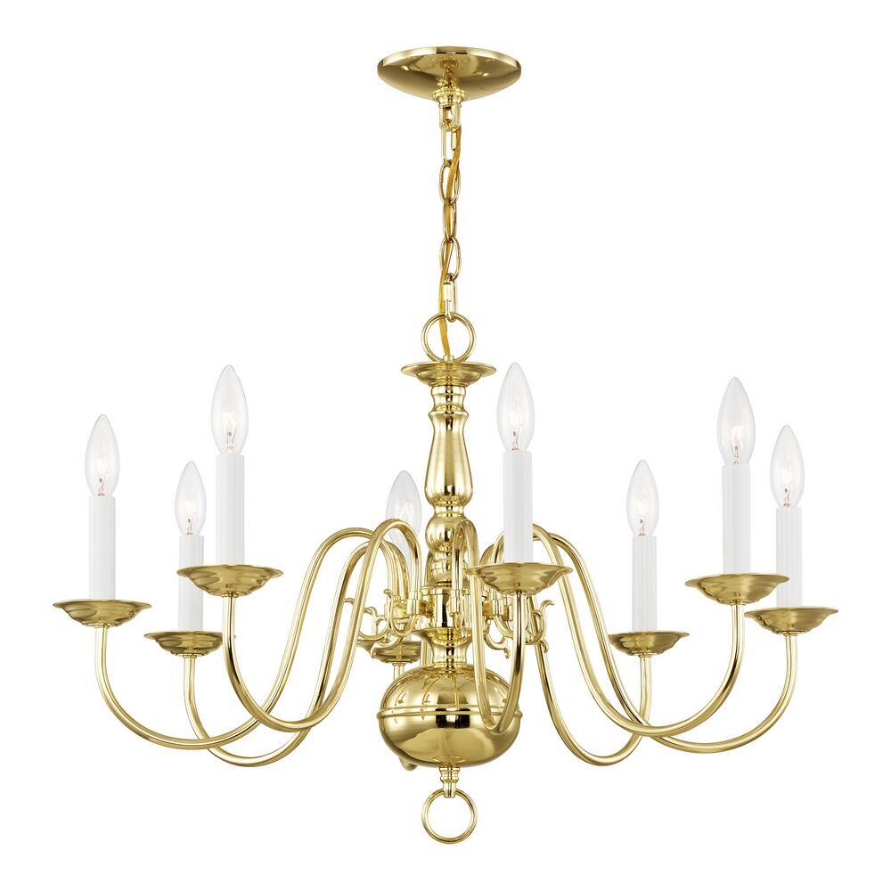 Colonial Elegance 8-Light Polished Brass Chandelier
