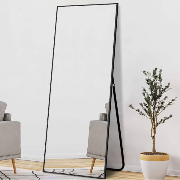 Dovelina Full Length Standing Mirror Black 24 in. W x 71 in. H Aluminum Frame Floor Mirror with Bracket