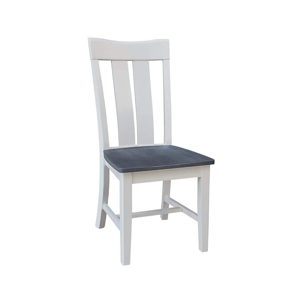 Elegant Gray Slat-Back Solid Wood Side Chair, 43" High