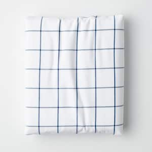 The Company Store Block Plaid Gray 200 Thread Count Yarn-Dyed Cotton Percale Twin XL Fitted Sheet