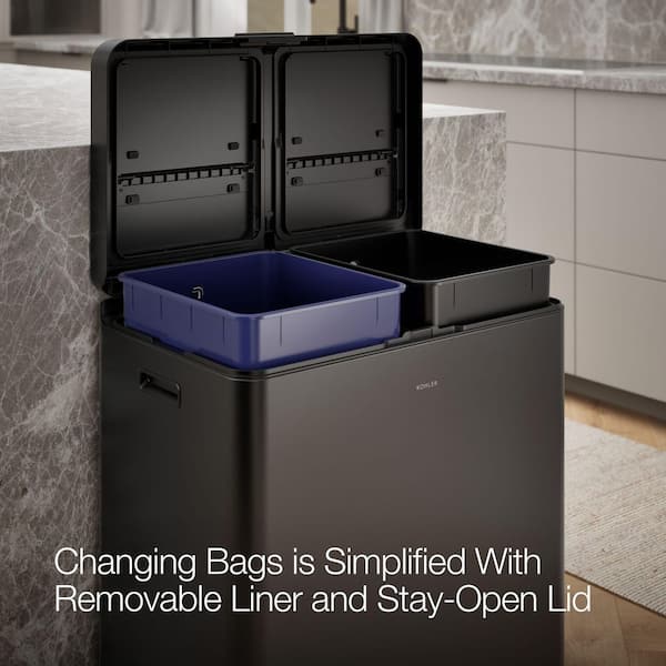 KOHLER 82-Liter Stainless Steel Dual-Bin Step Trash Can 23828-BST