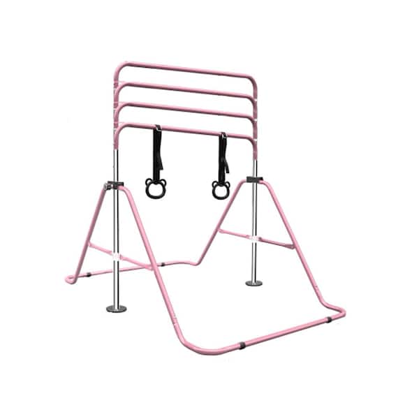 Sudzendf Pink Multi-Functional Adjustable Height Children's Horizontal Gymnastic Bar With Bear Rings