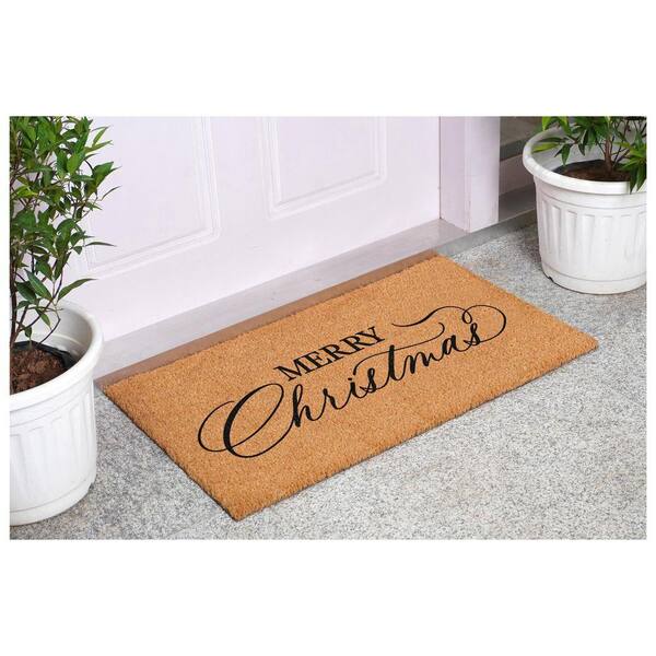 Calloway Mills Black Christmas Calligraphy Doormat, 24