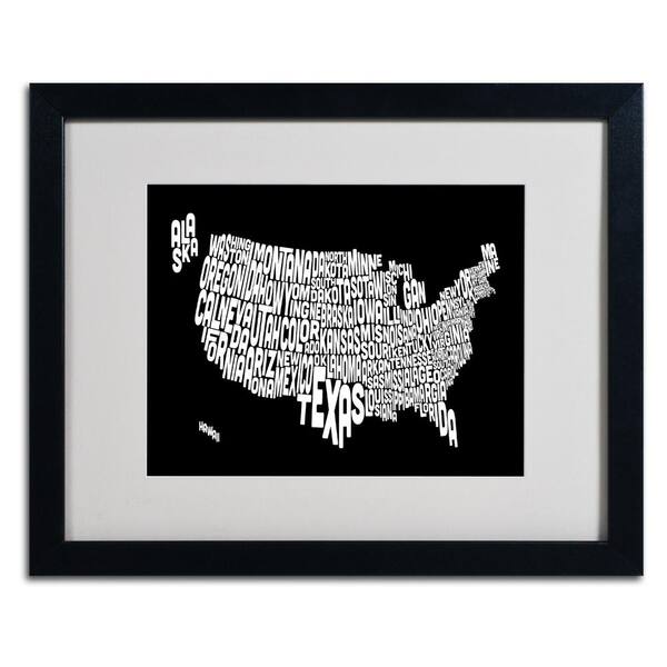 Trademark Fine Art Black-USA States Text Map by Michael Tompsett