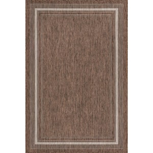 Outdoor Soft Border Brown 5' 0 x 8' 0 Area Rug