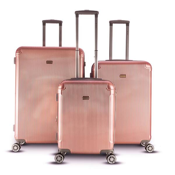 Gabbiano Genova 3-Piece Hardside Upright Spinnern Luggage Set in Rose Gold