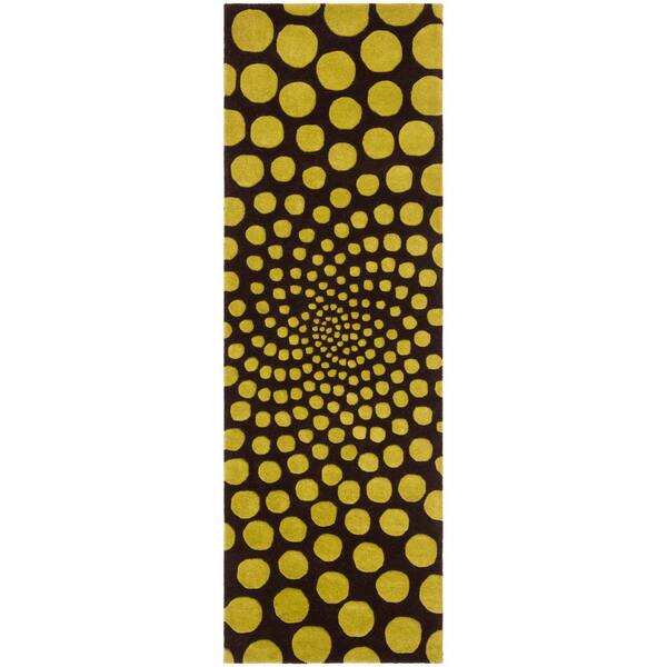 Soho 3 ft. x 8 ft. Brown/Green Swirl Runner Rug