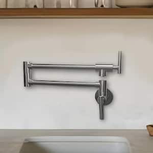 Wall Mount Pot Filler Faucet Double-Handle in Brushed Nickel