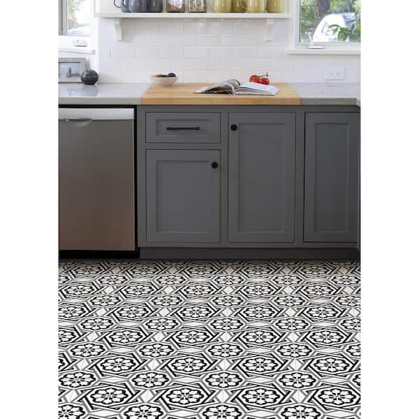 ITtile - Soda Pop LVT Collection 20 x 20 Interlocking Vinyl Floor Tiles【6  Pack】(Black & White)