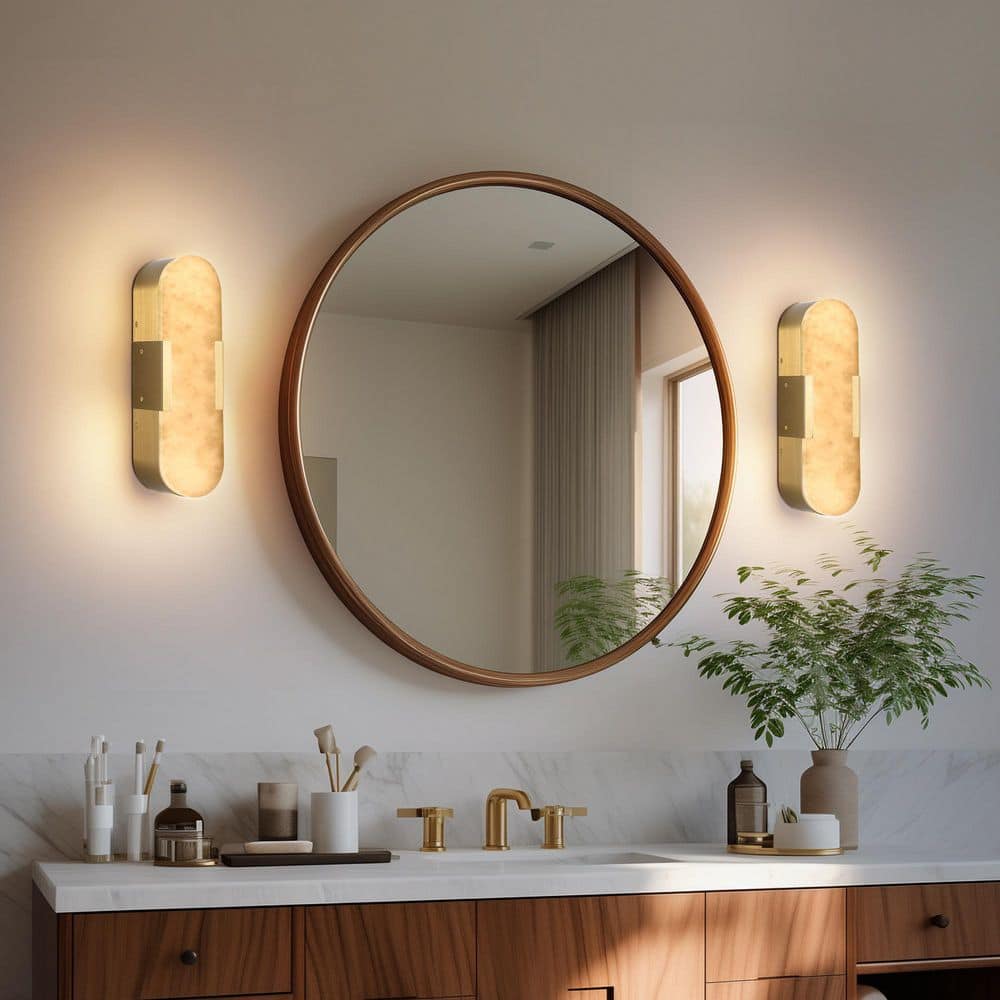 3.5 in. Brass LED Wall Sconce with Marble Shade (Set of 2) price history on PriceWatchPro