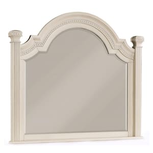 Erminia 49.25 in. x 43.25 in. Classic Arch Framed Antique White Vanity Mirror