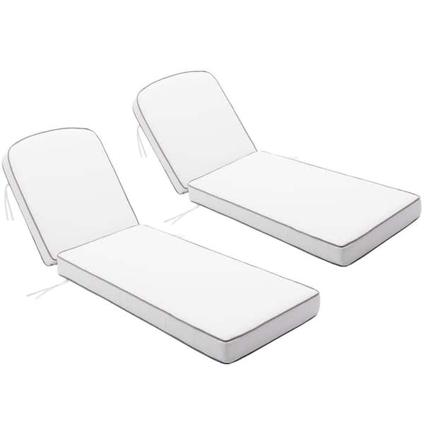 DESwan Pelcha 23 in. W x 75 in. D x 5 in. T 2-Piece Outdoor Chaise Lounge Cushion in White