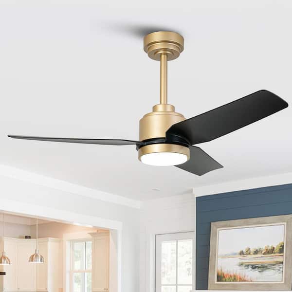 42 in. Indoor Integrated LED Gold Dimmable Ceiling Fan with Light DC Motor and Remote Control