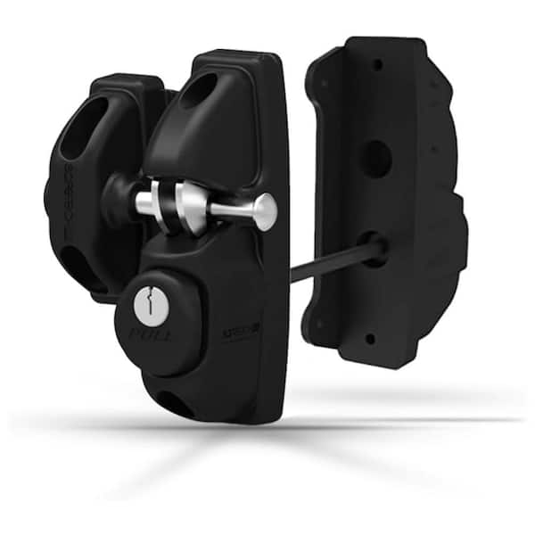 Polymer Gravity Gate Latch Two-Side Entry Keyed Pedestrian Latch Privacy Gate Latch Vinyl, Wood, and Aluminum - Black