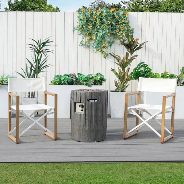 moda furnishings 3-Piece Aluminum Patio Conversation Set with Folding Chairs and Fire Pit Table