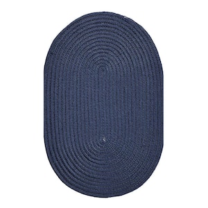 Country Braid Collection Dark Blue Solid 64" x 100" Oval 100% Polypropylene Reversible Solid Area Rug