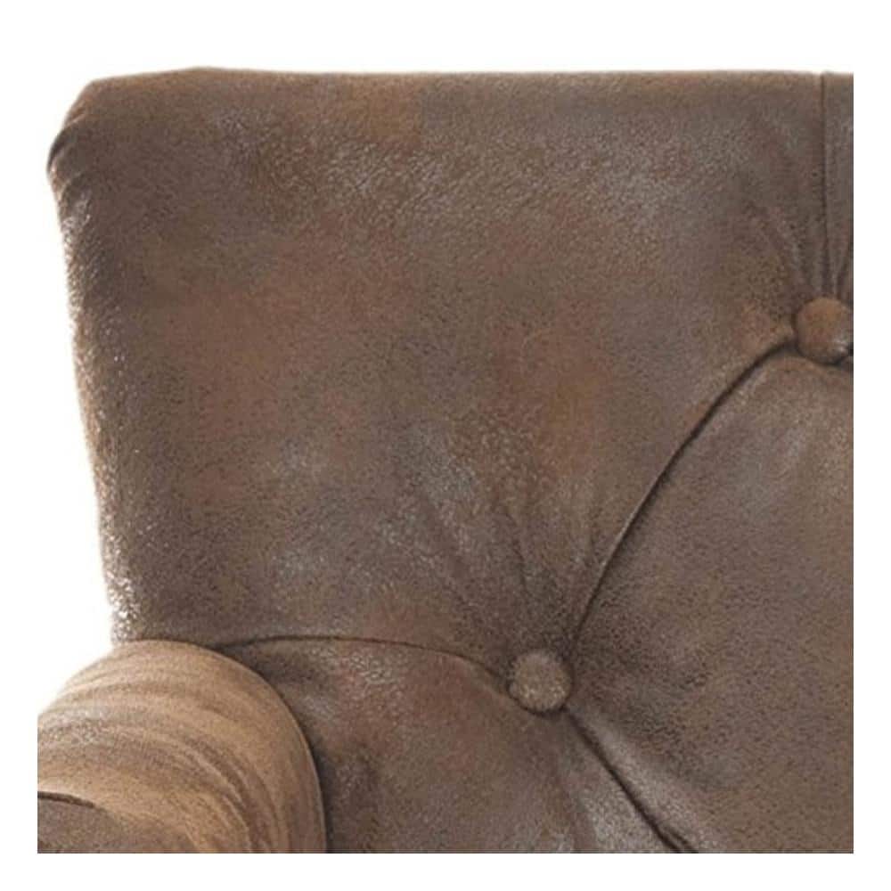 Contemporary Modern Brown Leather and Wood Accent Chair