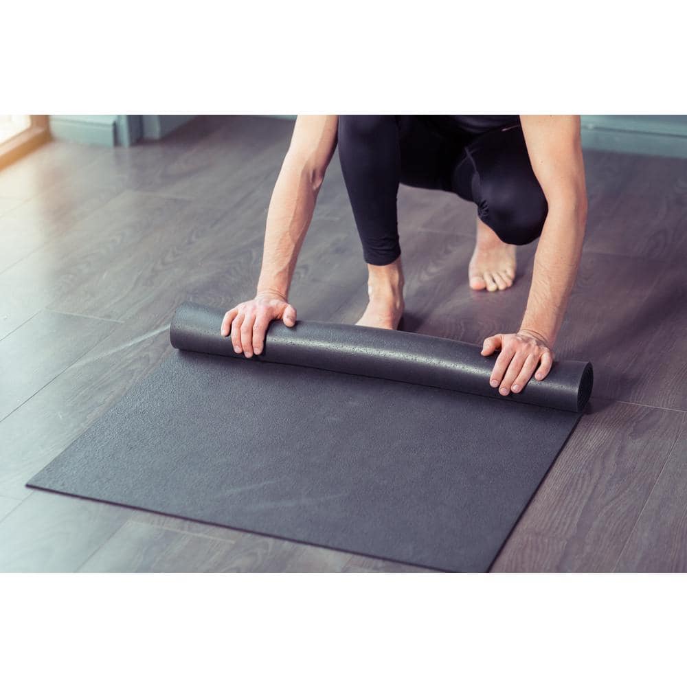 Black Recycled Rubber 72" x 48" Fitness Utility Mat