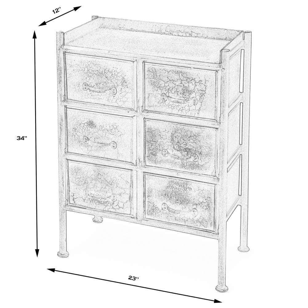 Bronze Industrial Iron 6-Drawer Chest with Soft Close