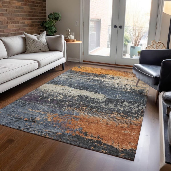 Chantille Machine Washable Indoor/Outdoor Abstract ACN1777 Blue 5 ft. x 7 ft. 6 in. Area Rug