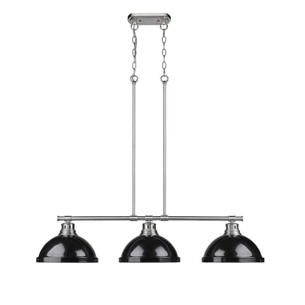 Duncan 300-Watt 3-Light Pewter Pendant Light with Steel Shade