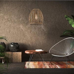 Marlow 1-Light Pendant Light with Natural Twine Color Twist Shade