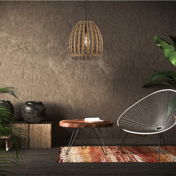Marlow 1-Light Pendant Light with Natural Twine Color Twist Shade