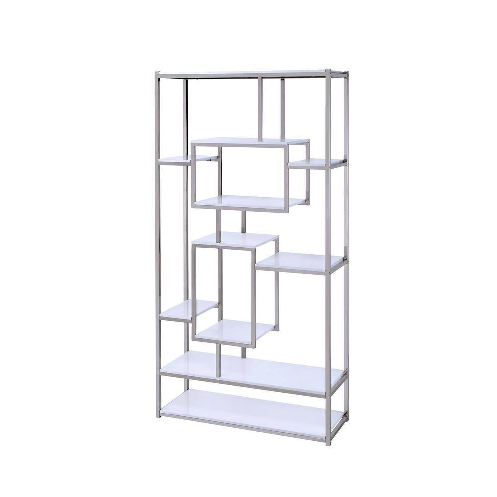 Alize Gray and Chrome Modern Geometric Bookcase