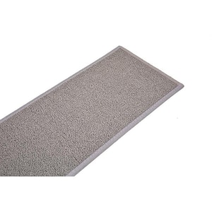 Custom Size Stair Treads Solid Gray 10.5 in. x 36 in. Indoor Carpet Stair Tread Cover Slip Resistant Backing (Set of 13)