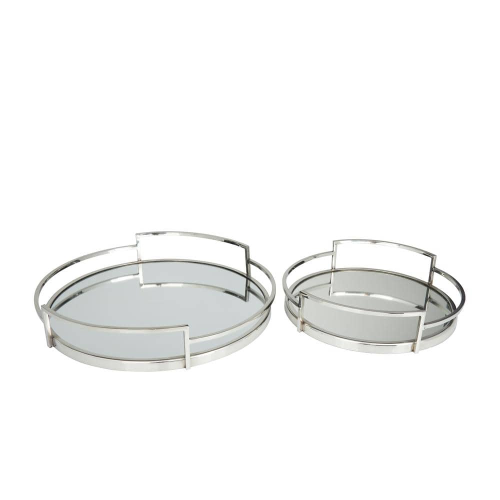 Litton Lane Silver Stainless Steel Contemporary Tray (Set of 2) 041312 ...