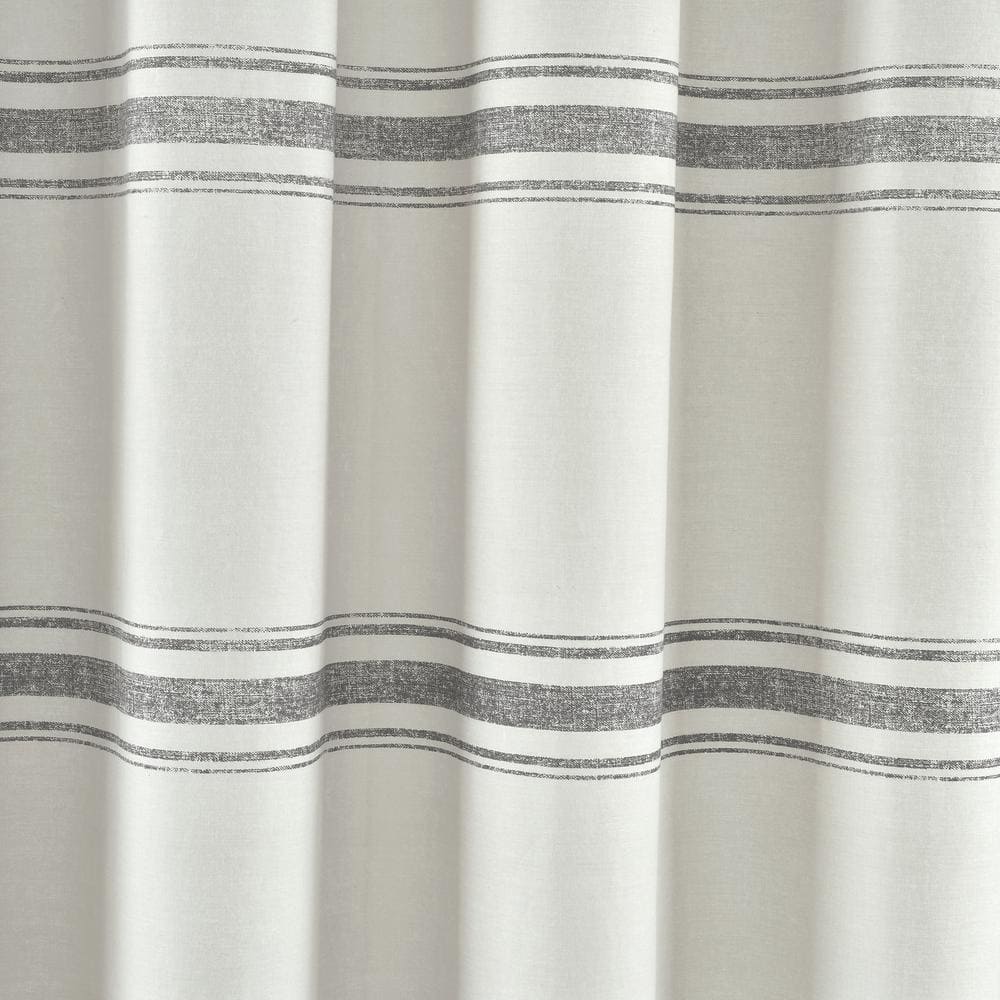 Gray and White Cotton Striped Shower Curtain