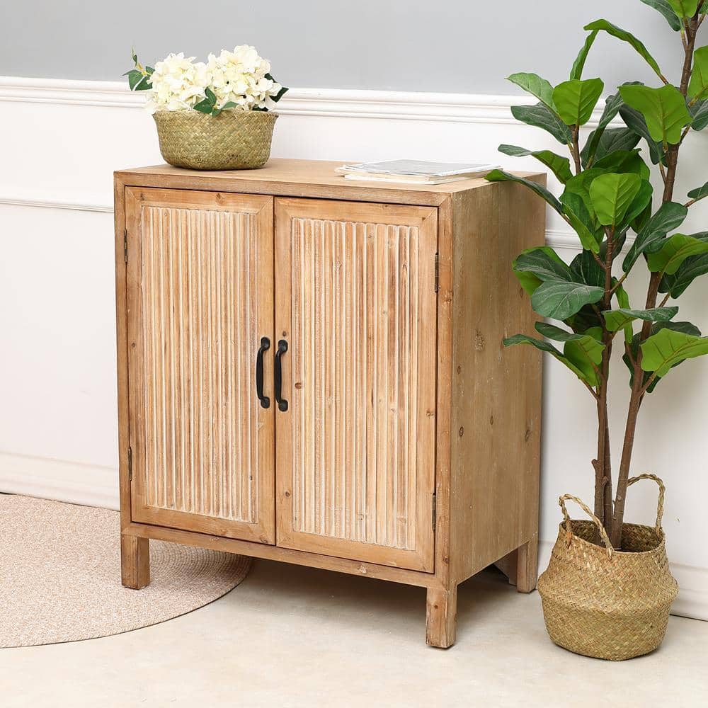 Rustic Fir and Manufactured Wood 2-Door Storage Cabinet