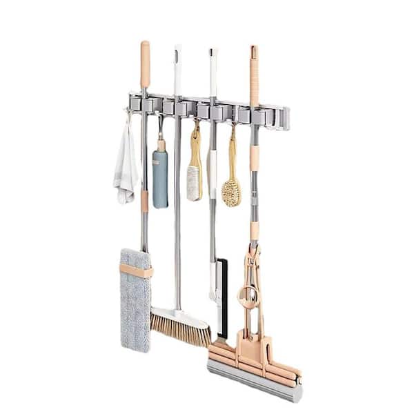 Wellco Adjustable Broom Holder Storage Wall Mount Tool Bar with