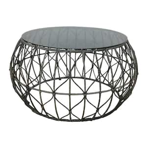 Blake Round Iron and Glass Outdoor Accent Table