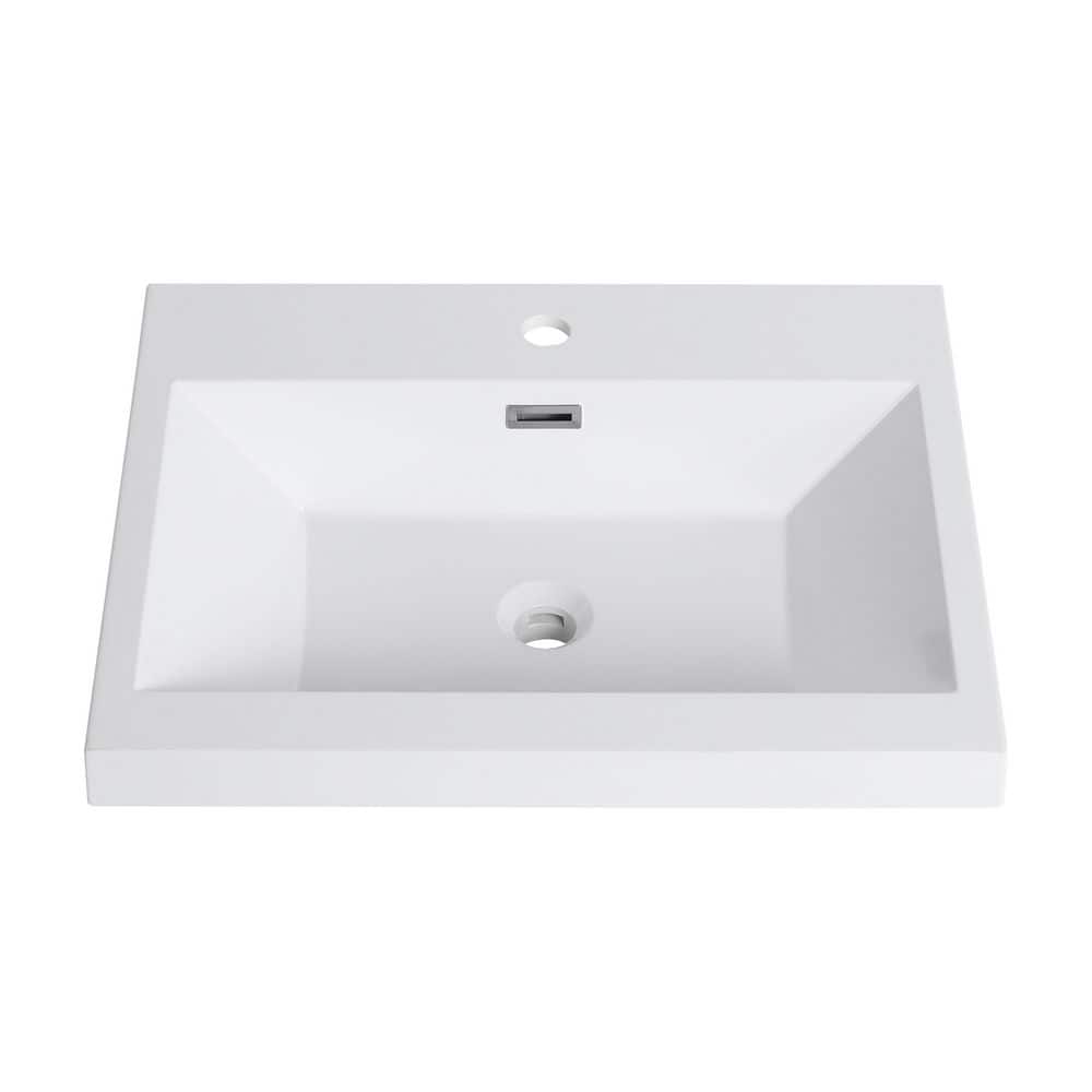 29.5 in. Undermount Rectangular Bathroom Sink with Overflow Drain in White Ceramic, No Pop-up Drain price history on PriceWatchPro