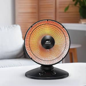 700-Watt /1000-Watt in Black Oscillating Parabolic Dish Heater with Tip-Over Safety Switch and Handle