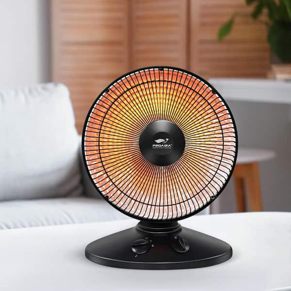 700-Watt /1000-Watt in Black Oscillating Parabolic Dish Heater with Tip-Over Safety Switch and Handle