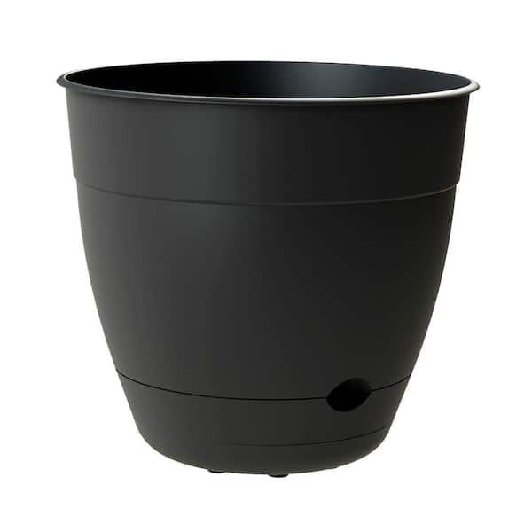 Bloem Dayton 16 in. Dia x 14.59 in. Tall Black Self-Watering Plastic Planter (Case of 6)