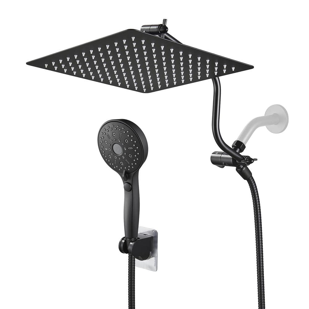 Shower Product Razorback Zalerock Rainfull 12-Spray 12 in. Wall Mount Dual Shower Head and ...