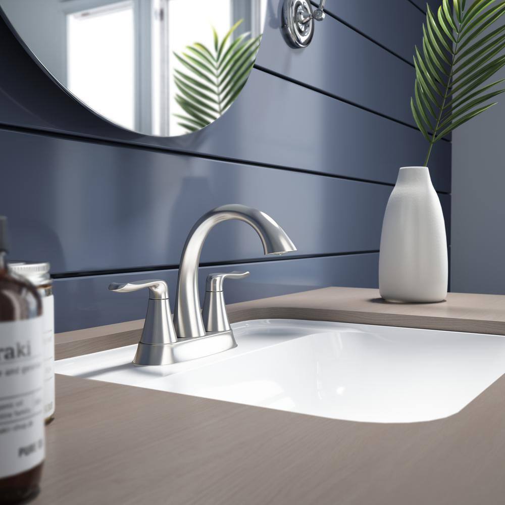 Piccolo Brushed Nickel Centerset Bathroom Faucet with Drain Assembly