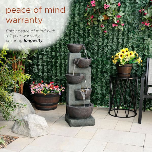 Alpine Corporation 39 in. Tall 5-Tiered Bowls Cascading Waterfall