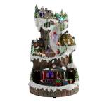 15 in. Musical LED Lighted Christmas Mountain Skiing Scene With A Moving Train