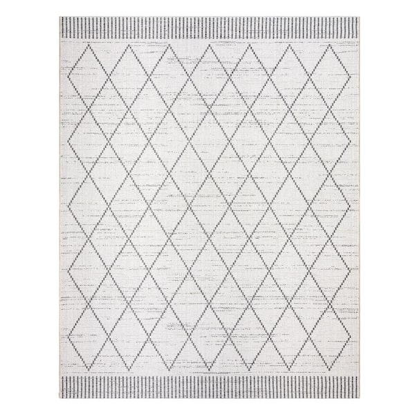 Ringley Parcie Ivory 8 ft. x 10 ft. Geometric Indoor/Outdoor Area Rug