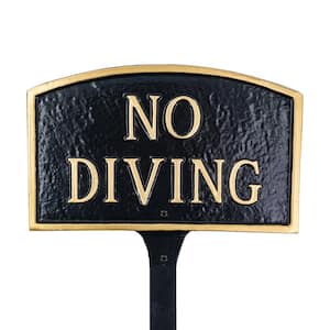 No Diving Standard Arch Statement Plaque with Lawn Stakes - Black/Gold