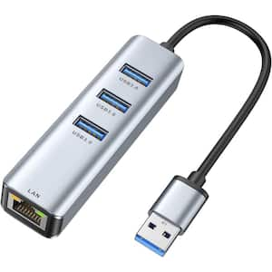 USB 3.0 to Ethernet Adapter with RJ45 10/100/1000 Gigabit Ethernet Adapter Support Windows in Gray